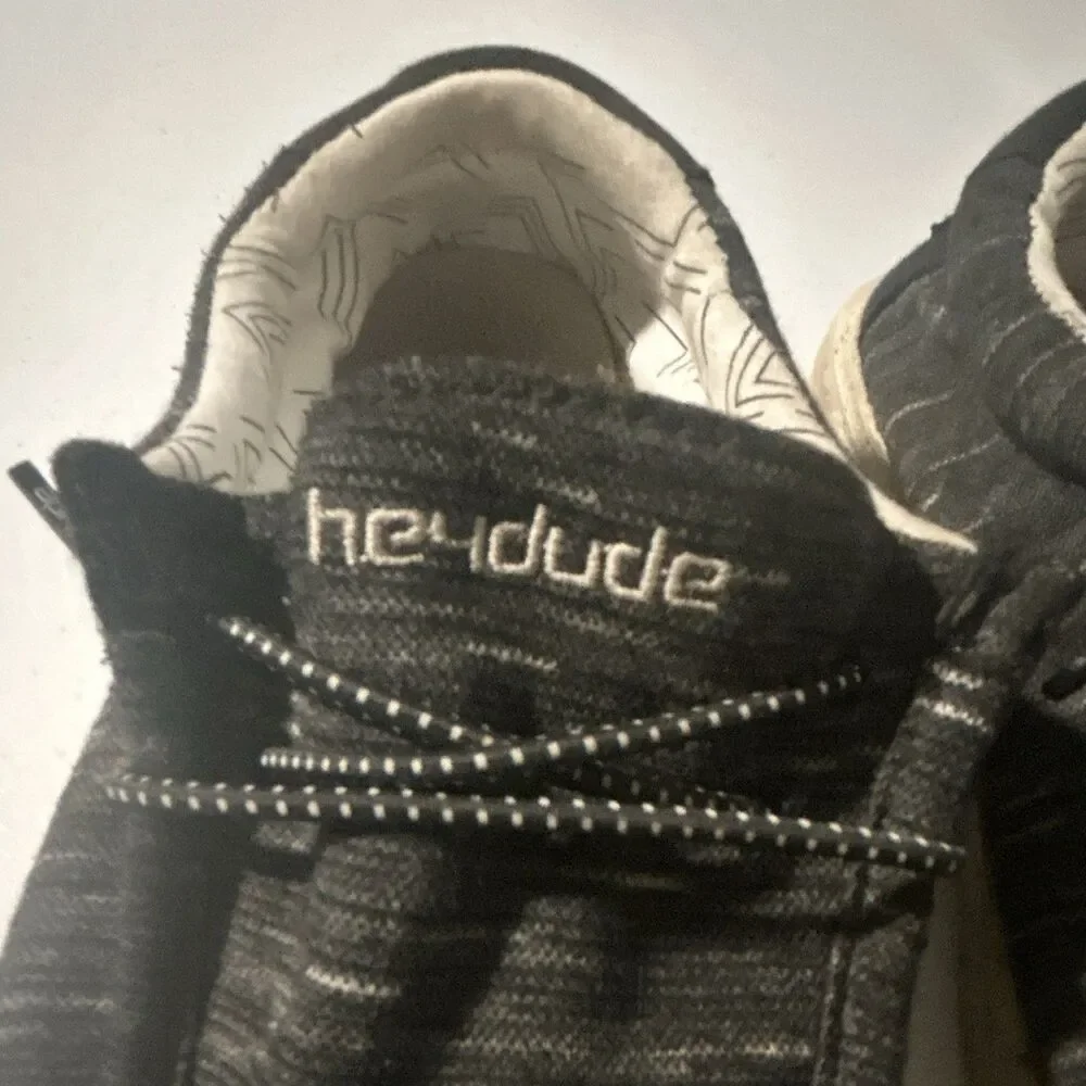 Hey Dude Wally Youth Stretch Black/White Slip-On Fabric Shoes Kids: Size 6/7Y